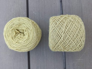 Wollgarn 20/4, 50g gelbgr�n pflanzengef�rbt